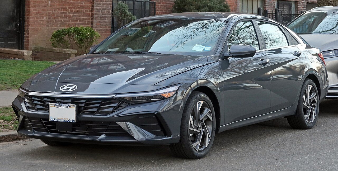 Representative photo: gray 2024 Hyundai Elantra (facelift) sedan, front three-quarter view, not the actual vehicle
