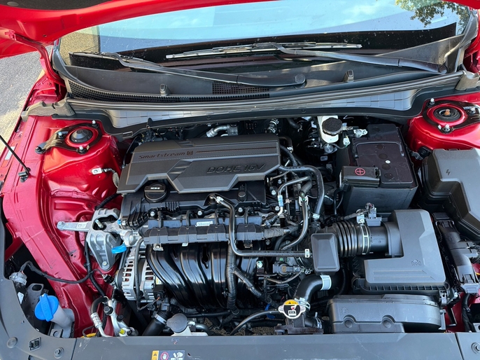 2025 Kia K4 LXS red 2.0L engine bay VIN 3KPFT4DE7SE033635 Dallas TX